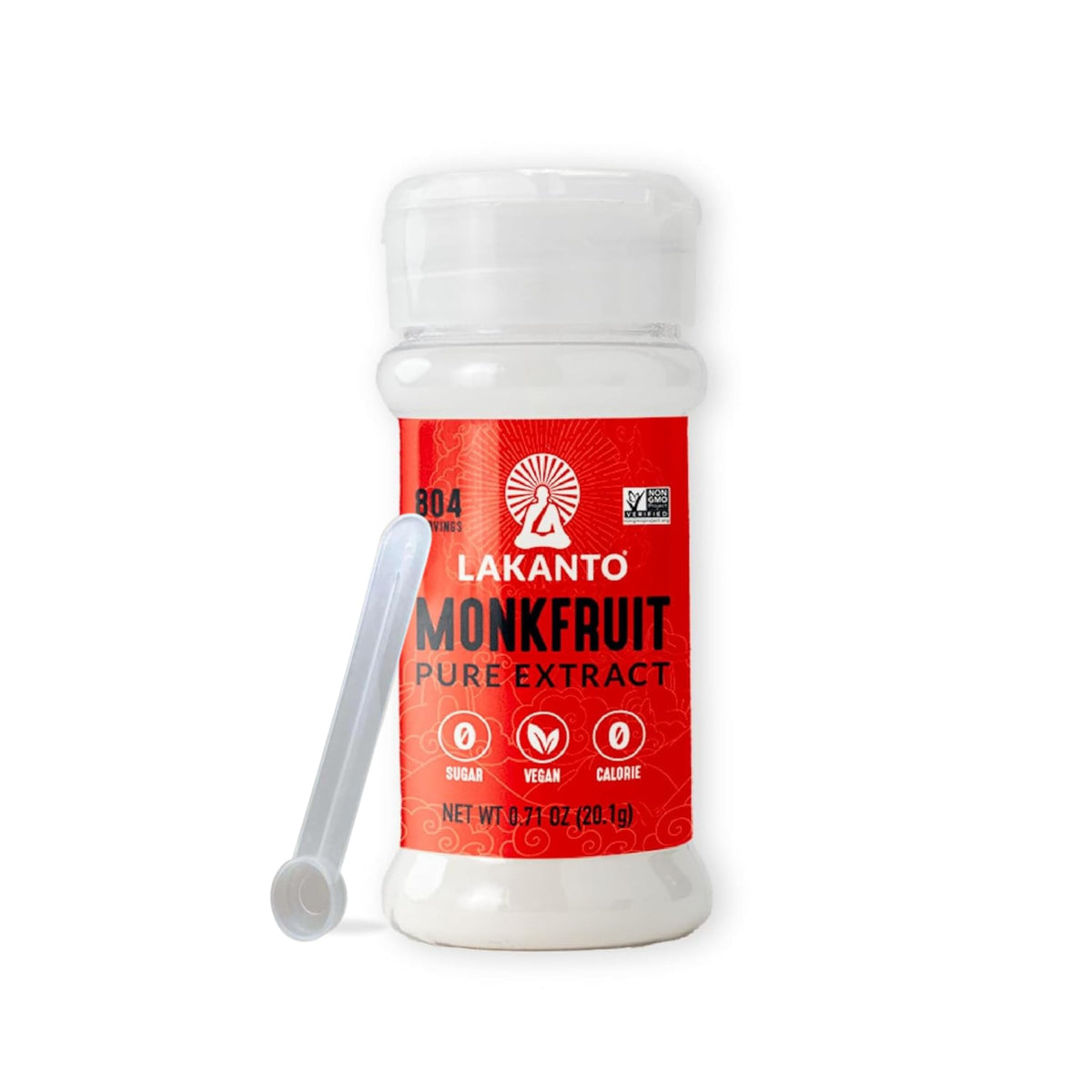 Lakanto Pure Monkfruit Extract Powder package front, showcasing MV50 blend for clean, natural sweetness.