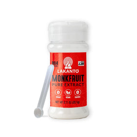 Lakanto Pure Monkfruit Extract Powder package front, showcasing MV50 blend for clean, natural sweetness.