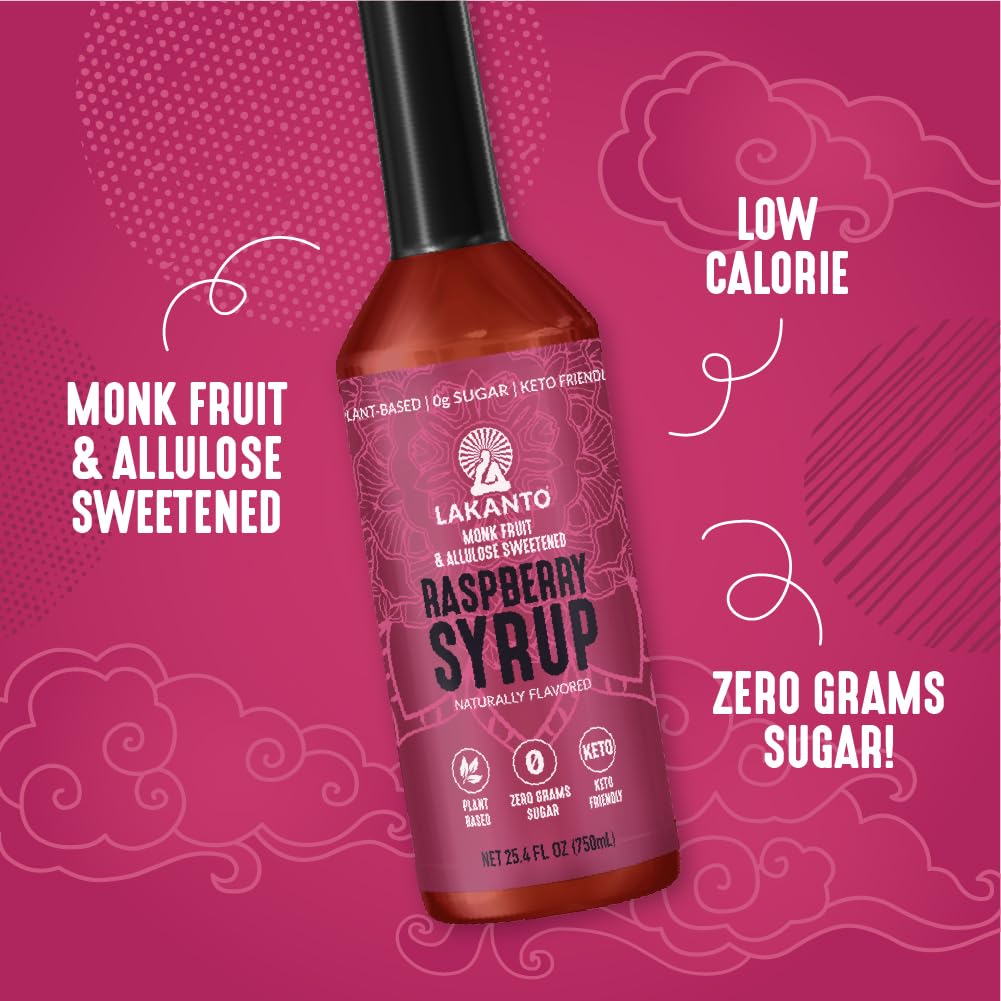 Lakanto Simple Syrup Raspberry cocktail mixer scene, keto-friendly sweetness