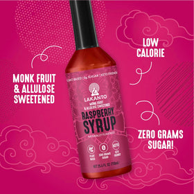 Lakanto Simple Syrup Raspberry cocktail mixer scene, keto-friendly sweetness