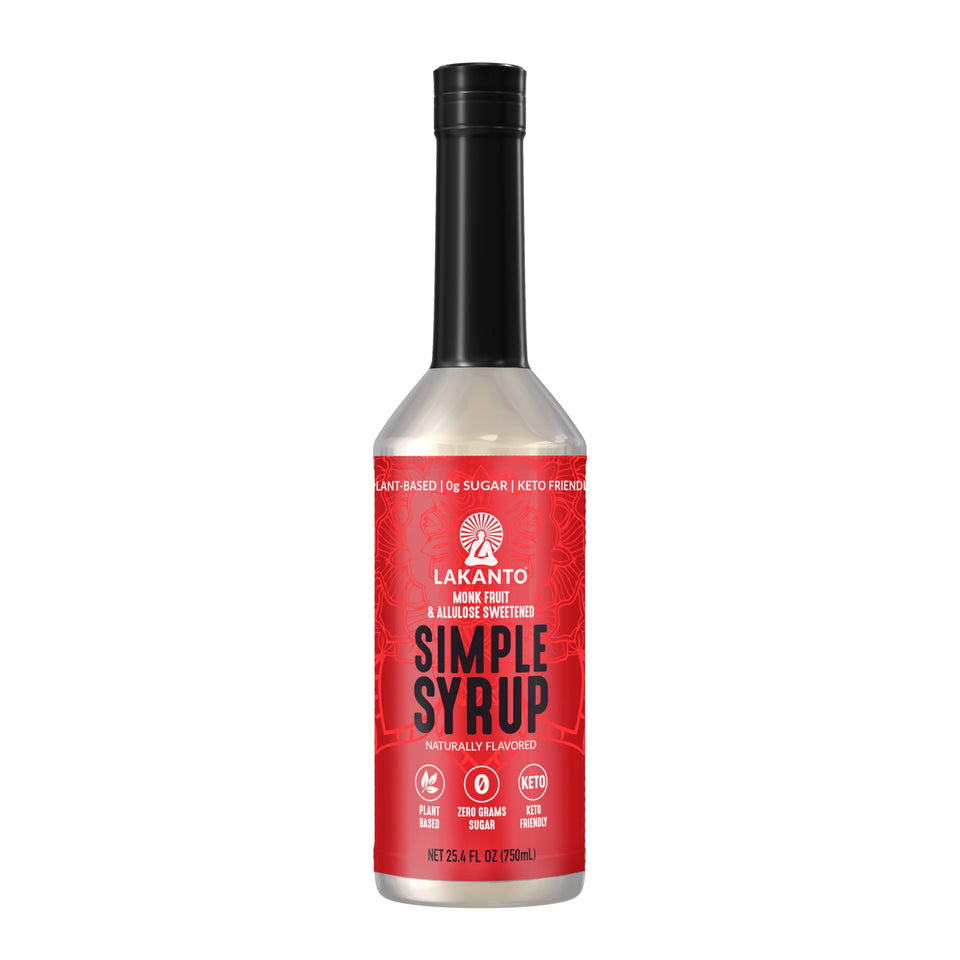 Lakanto Simple Syrup coffee pour highlights natural sweetness for rich morning beverages.