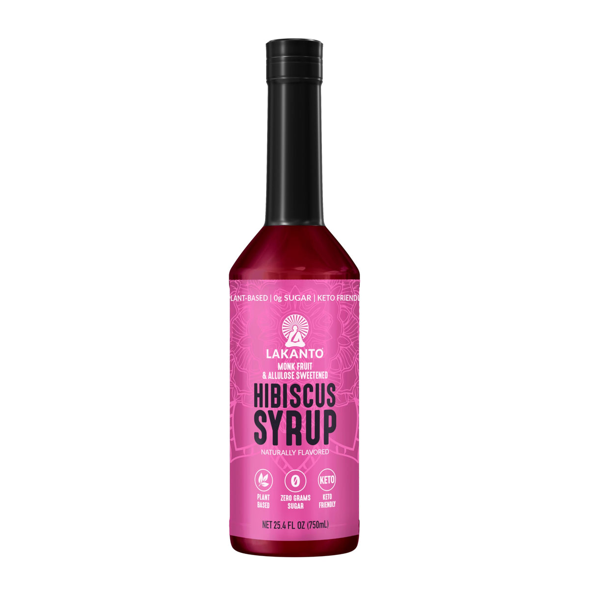Lakanto Simple Hibiscus Syrup bottle showing sugar-free sweetness for drinks.