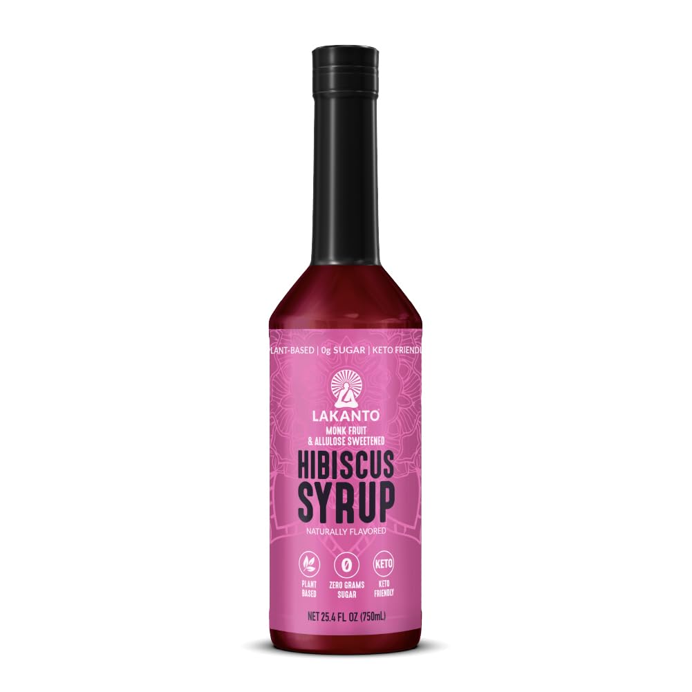 Lakanto Simple Hibiscus Syrup in a kitchen scene highlighting clean, natural sweetness.