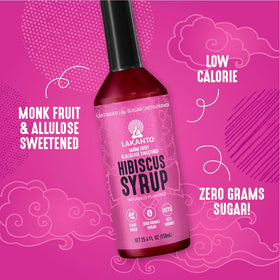 Lakanto Simple Syrup Hibiscus added to iced tea for natural color and aroma.