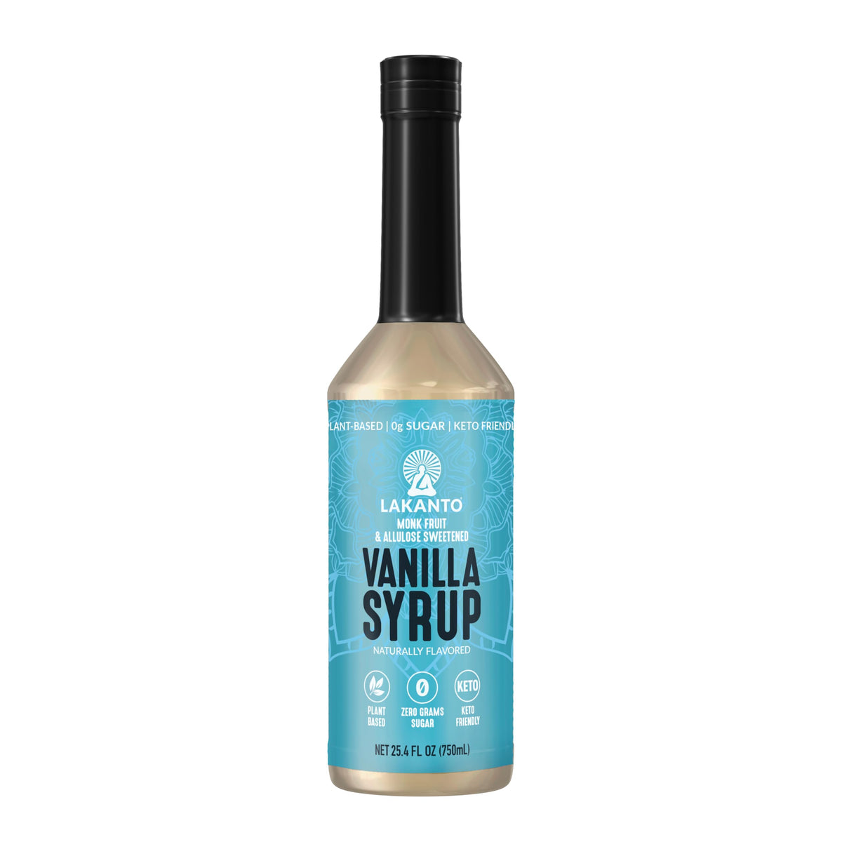 Lakanto Simple Syrup vanilla bottle for sugar-free sweetness in coffee and desserts.