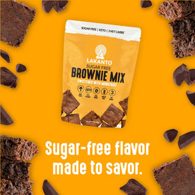 Lakanto Sugar Free Brownie Mix baked 16 squares shows portion control and family-friendly dessert.