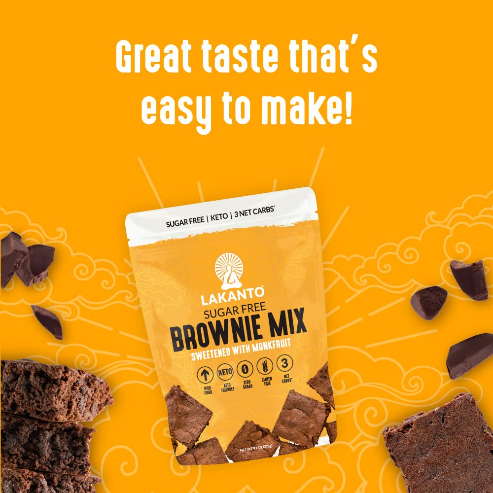 Lakanto Sugar Free Brownie Mix gluten-free label confirms allergy-friendly dessert.