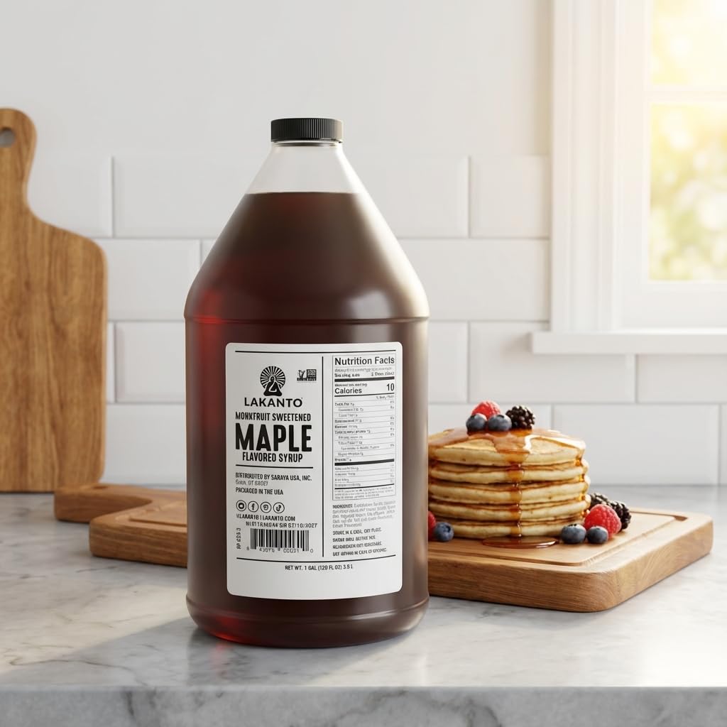 Lakanto label close-up highlighting monk fruit sweetness and keto-friendly choice.