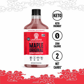 Lakanto sugar free maple syrup on oatmeal bowl