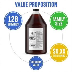 Lakanto sugar-free maple syrup pouring for pancakes and coffee with a smooth maple drizzle.