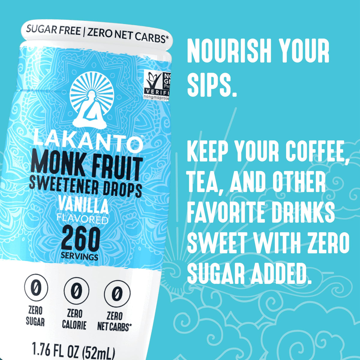 Lakanto Vanilla Monk Fruit Drops mix into yogurt for vanilla aroma.