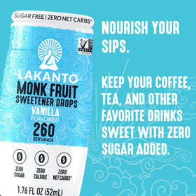 Lakanto Vanilla Monk Fruit Drops mix into yogurt for vanilla aroma.