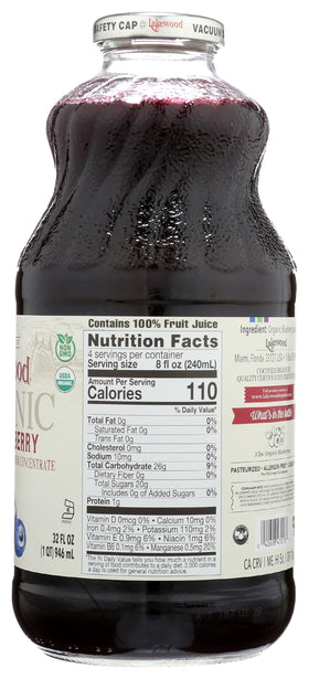 Lakewood Blueberry Juice pouring into glass highlights versatile use.