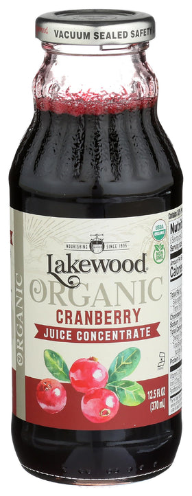 Lakewood Organic Cranberry Juice Concentrate bottle front view, ready to mix