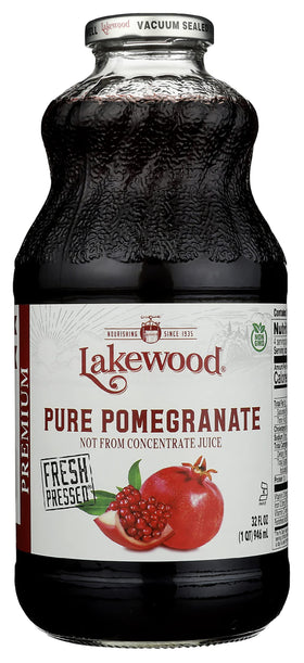Lakewood Organic Pomegranate Juice 32oz bottle with vibrant color and natural flavor