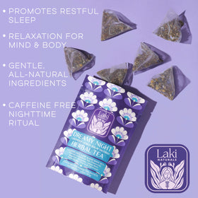 Close-up of chamomile and lavender in Laki Naturals Dreamy Night Tea for relaxation