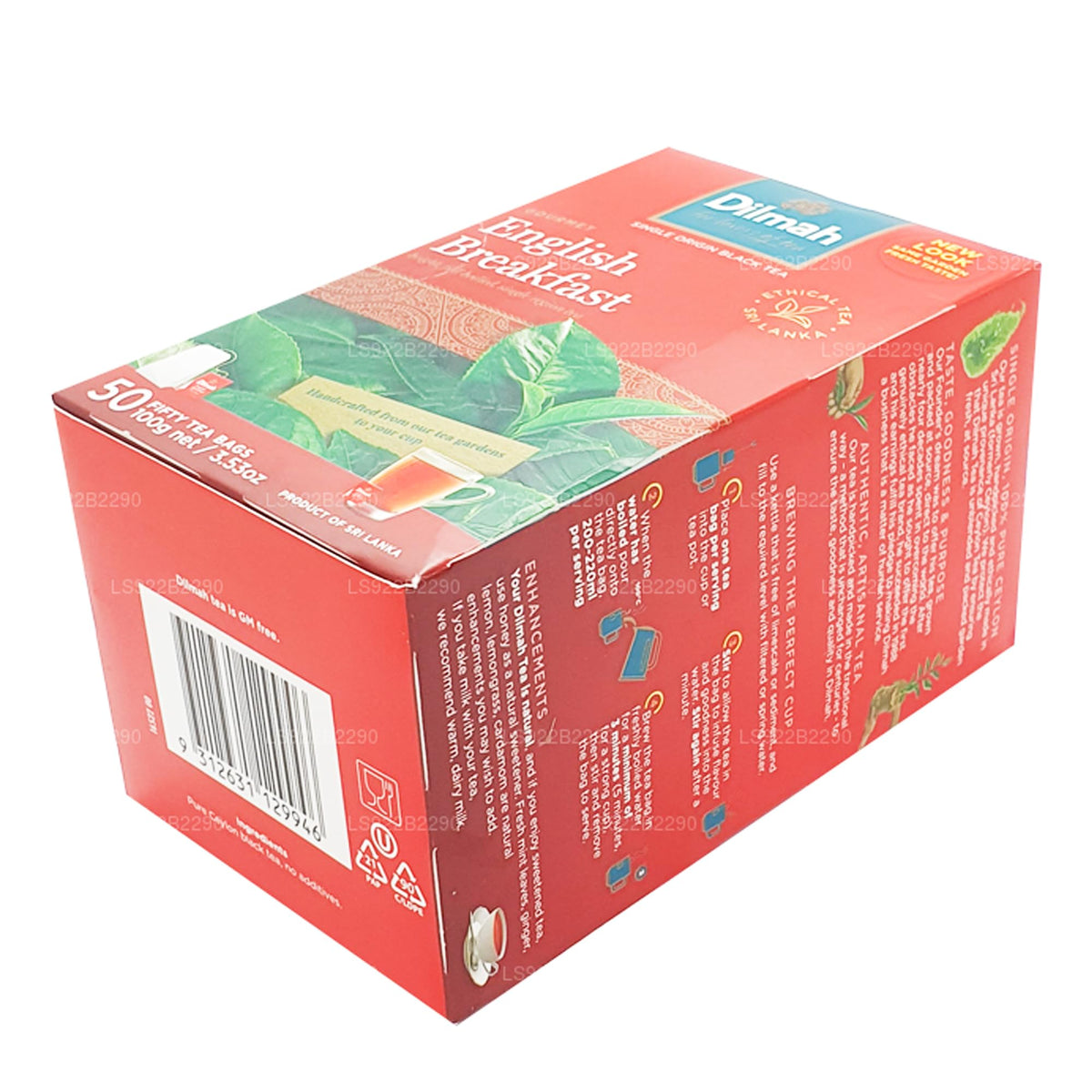 Brewing guidelines on Lakpura Dilmah packaging help you perfect the cup.