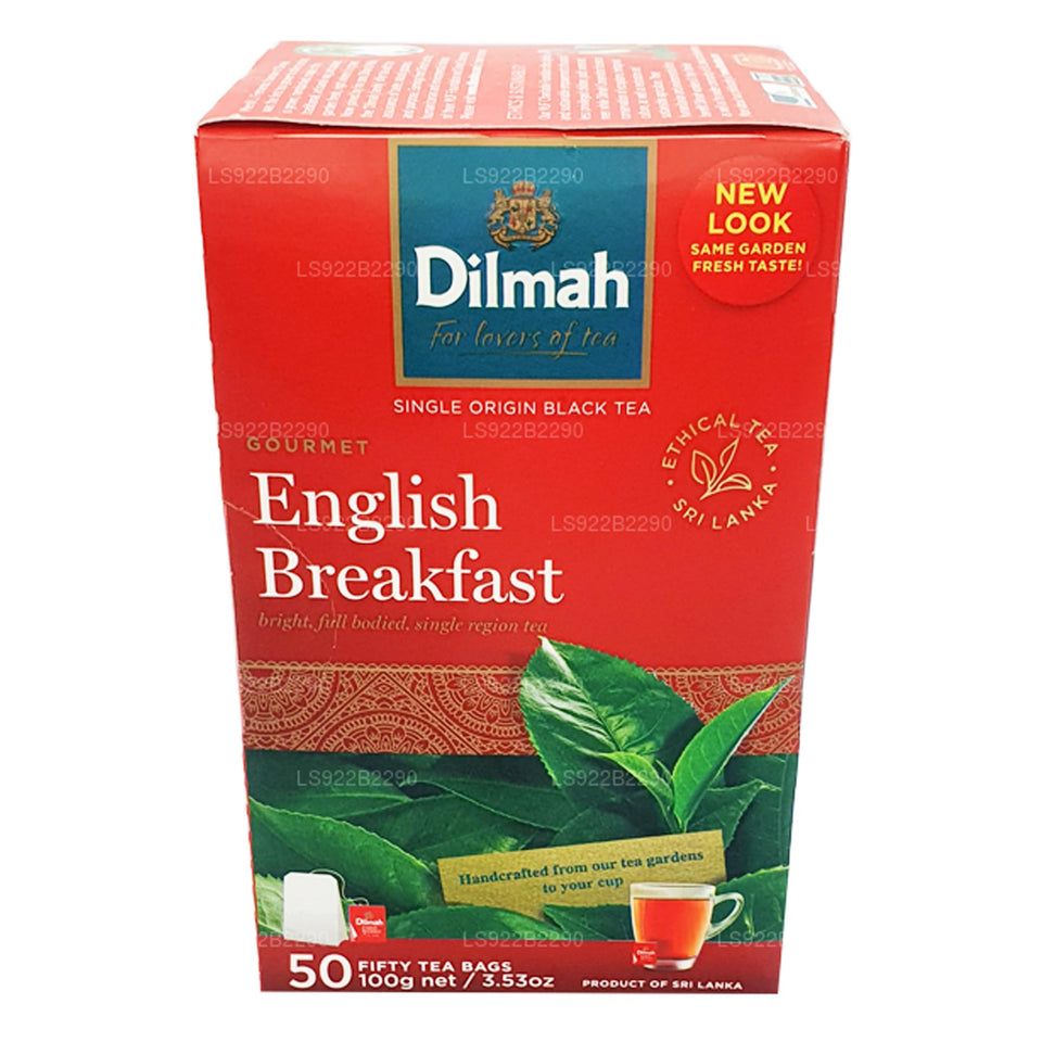 Lakpura Dilmah English Breakfast tea bags ready for a bold morning brew.