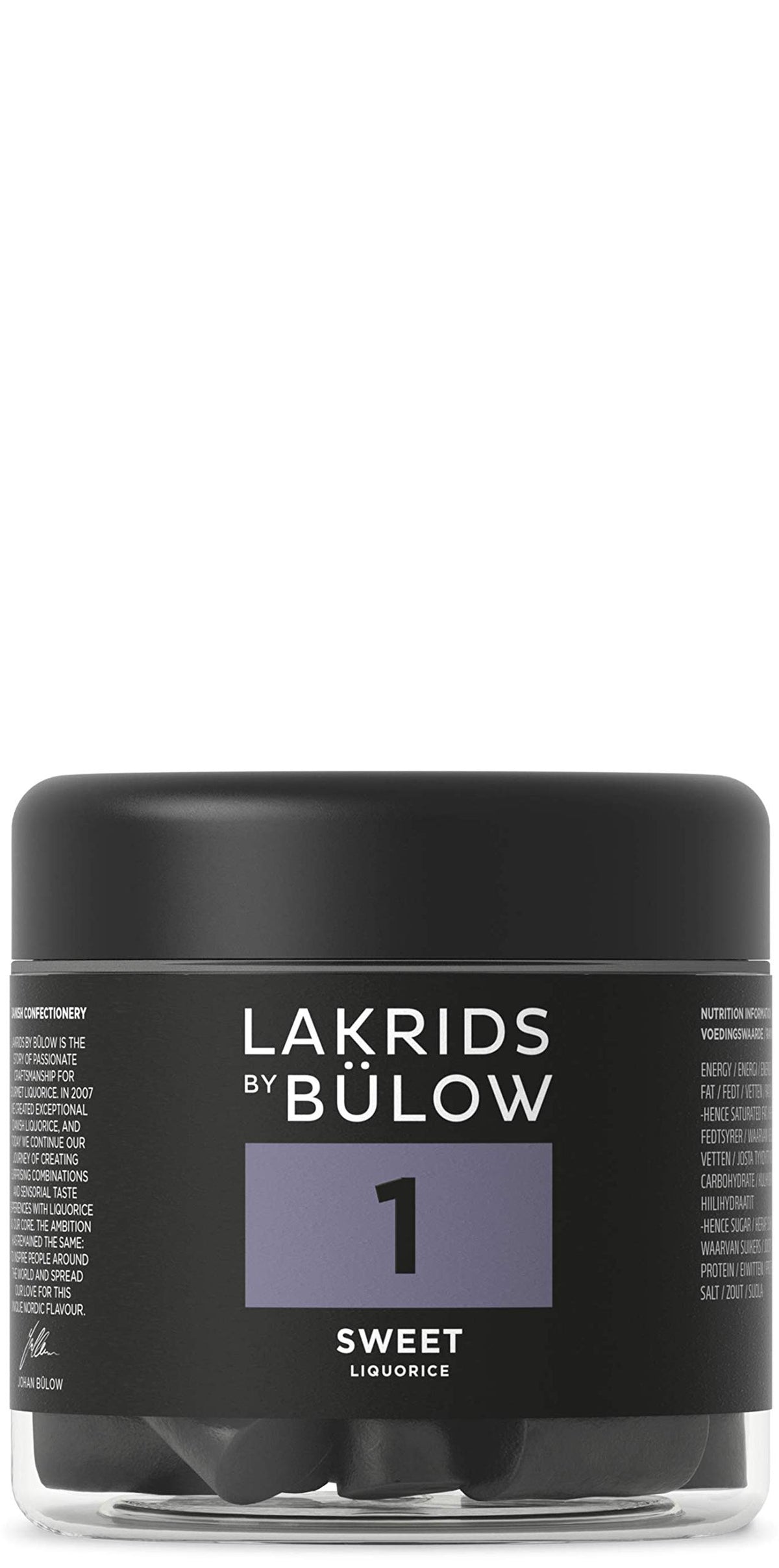 LAKRIDS BY BÜLOW Black Licorice in a resealable jar for on-the-go snacking.