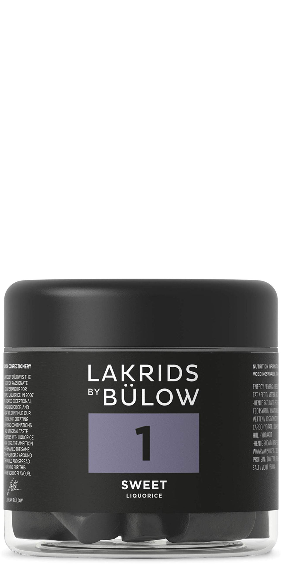 LAKRIDS BY BÜLOW Black Licorice in a resealable jar for on-the-go snacking.