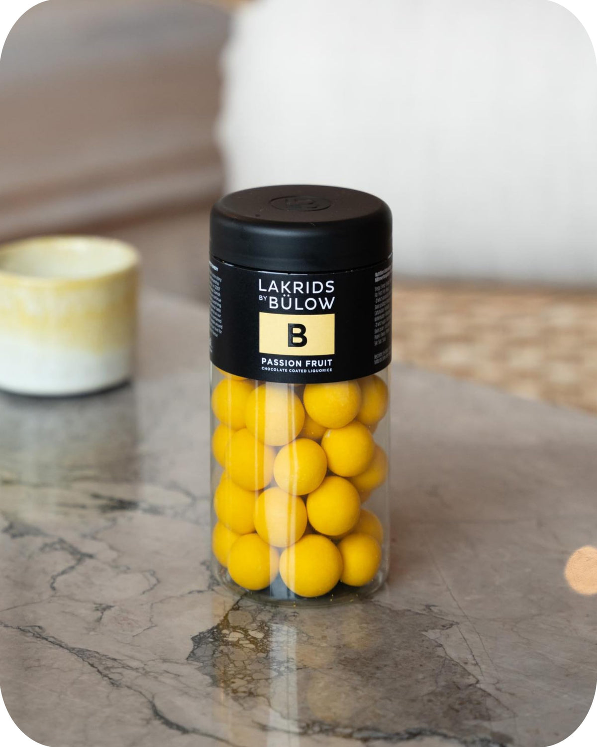 LAKRIDS by BULOW Passion Fruit licorice with crunchy sugar crystal shell.