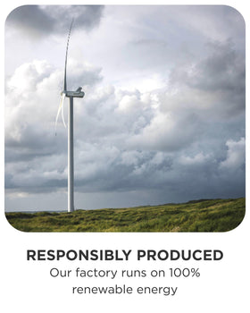LAKRIDS BY BÜLOW Peaches wind energy logo hints at sustainable production.