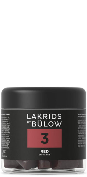 LAKRIDS BY BÜLOW red licorice jar close-up showing premium chewy texture.
