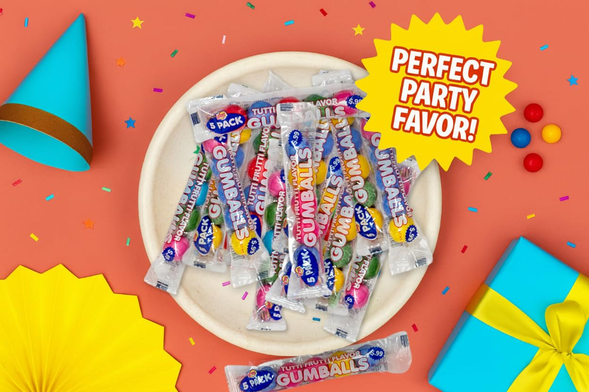 Lalees Concession Stand gumball tubes designed for quick, portable candy distribution.