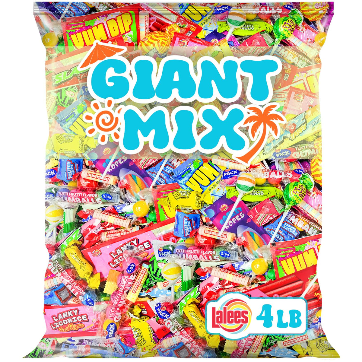 Lalees Pinata Candy assorted, individually wrapped, perfect for bulk party favors.
