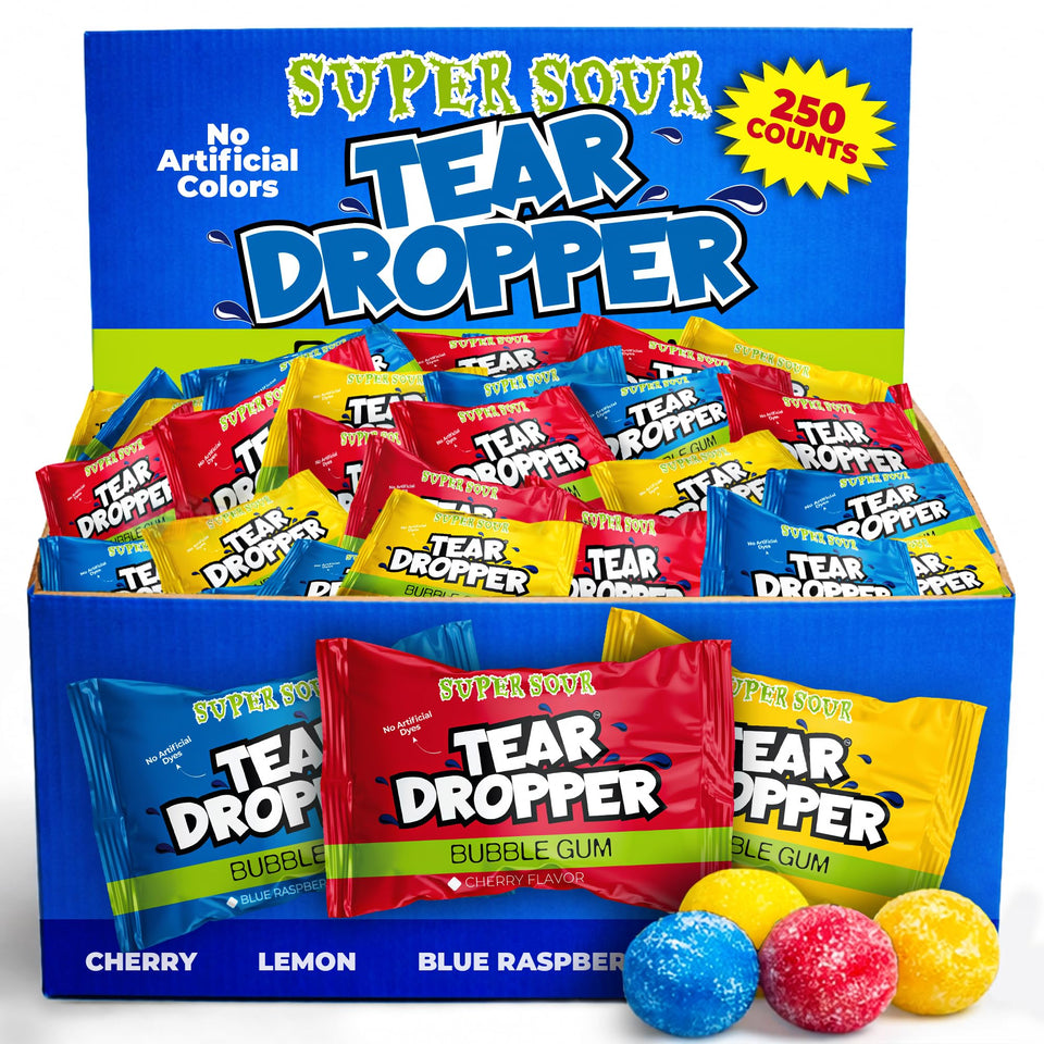 Lalees Tear Droppers Sour Gumballs 250-count package ready for sharing at events