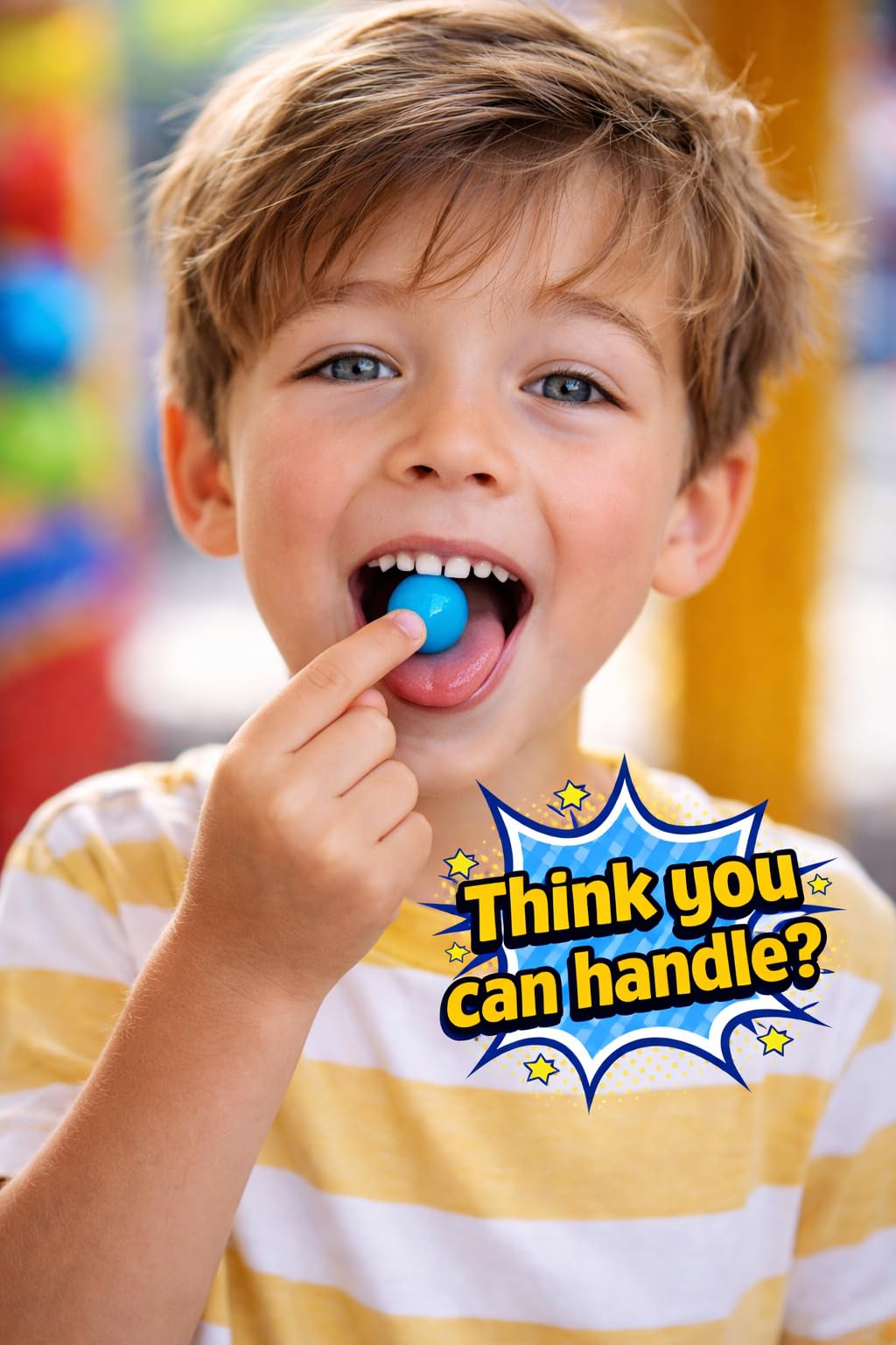 Lalees gumballs showing outer sour coating with chewy center for nostalgic bite