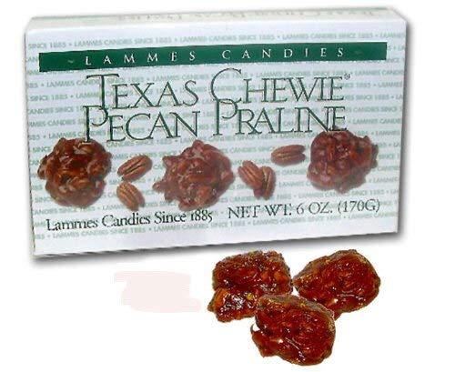 Lammes Candies Texas Chewy Pecan Pralines on a rustic plate, ideal for gifting.