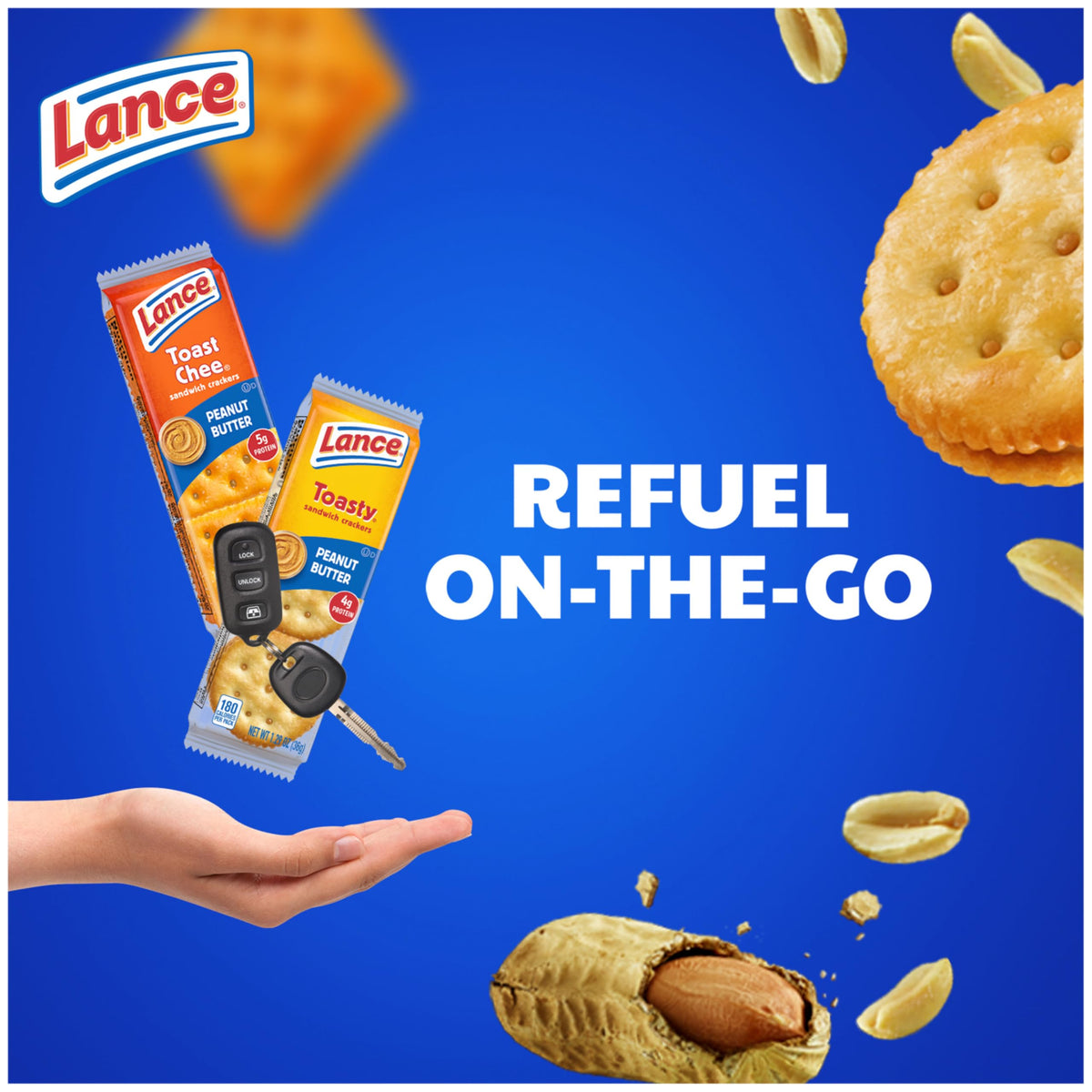 Two Toastchee crackers on a plate, perfect for lunch or snack time.