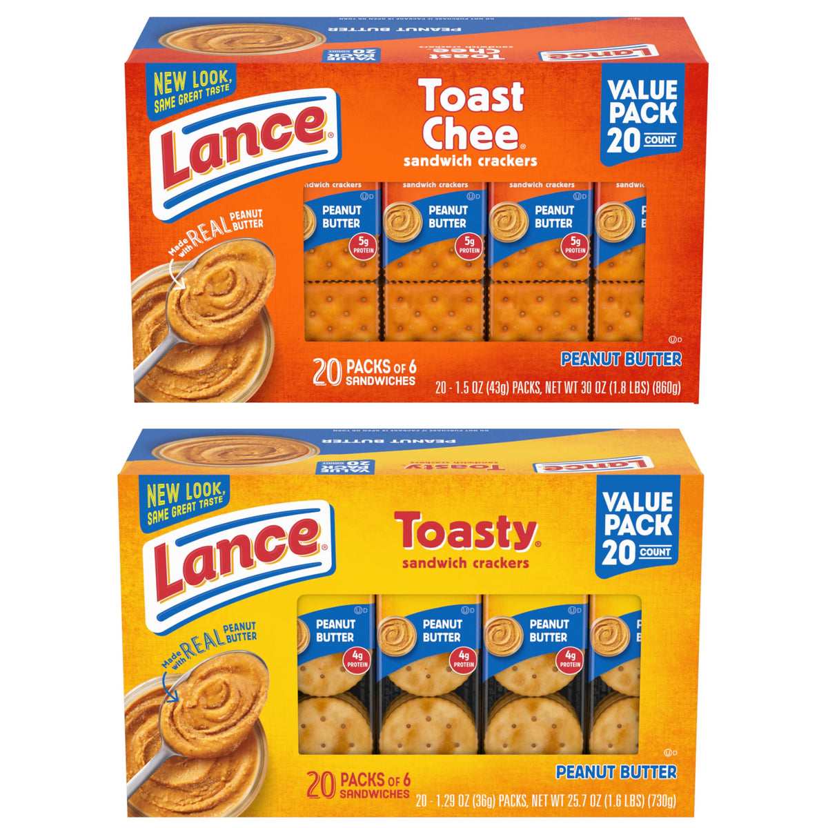 Lance Toasty peanut butter crackers front view for quick snacking.