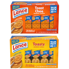 Lance Toasty peanut butter crackers front view for quick snacking.