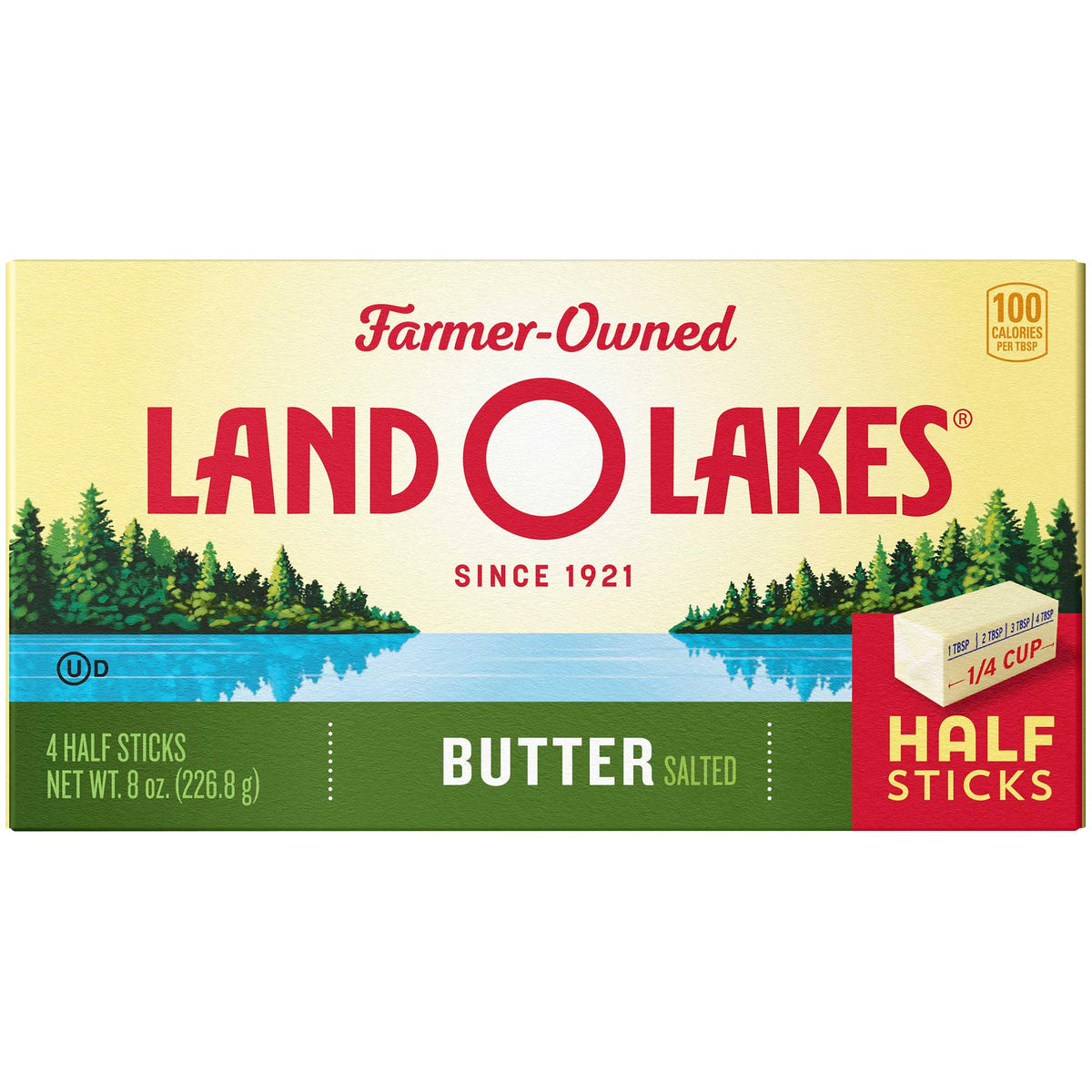 Land O Lakes Quarter Salted Butter 8 oz bar on cutting board perfect for sauces