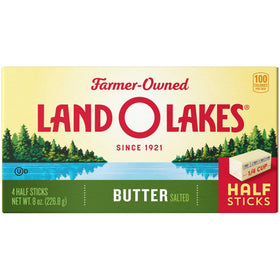 Land O Lakes Quarter Salted Butter 8 oz bar on cutting board perfect for sauces