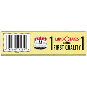 Land O Lakes Quarter Salted Butter 8 oz block melting into a hot skillet