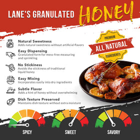 Lane's Granulated Honey granules dispense for easy sprinkling on dishes.