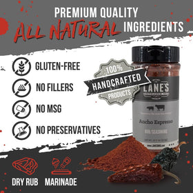 Lane's Ancho Espresso Rub adds a smoky crust when grilling.