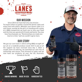 Lane's Ancho Espresso Rub packaging reflects a decade of flavorful offerings.