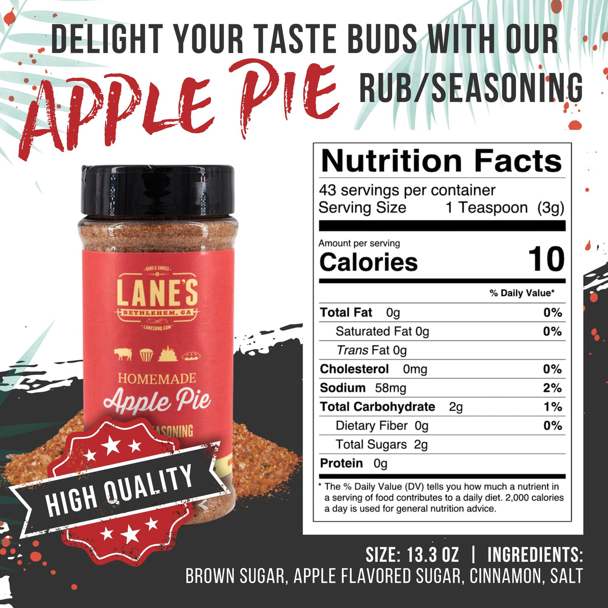 Lane's Apple Pie Seasoning ice-cream topping with cinnamon apple brightness
