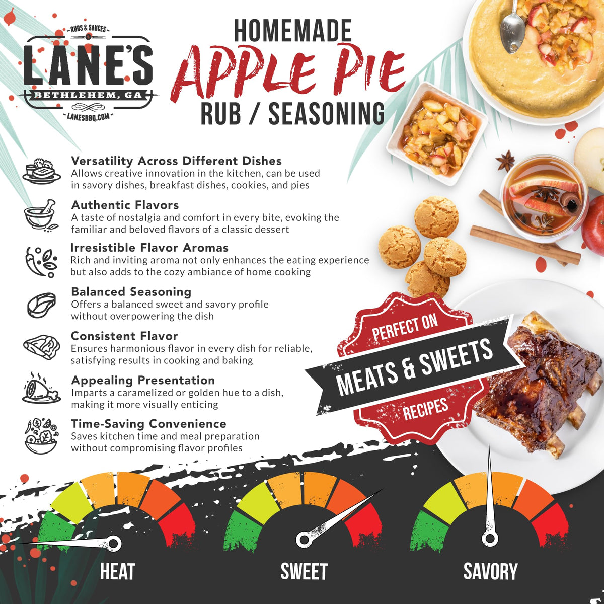 Lane's Apple Pie Seasoning spoon scoop for easy pre-measurement and convenience