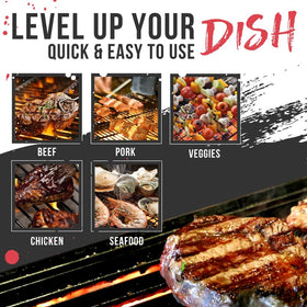 Lane's Blackening Rub seasoned steak on grill for crisp crust