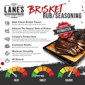Lane's Brisket Rub dusting steak enhances smokey, savory sear