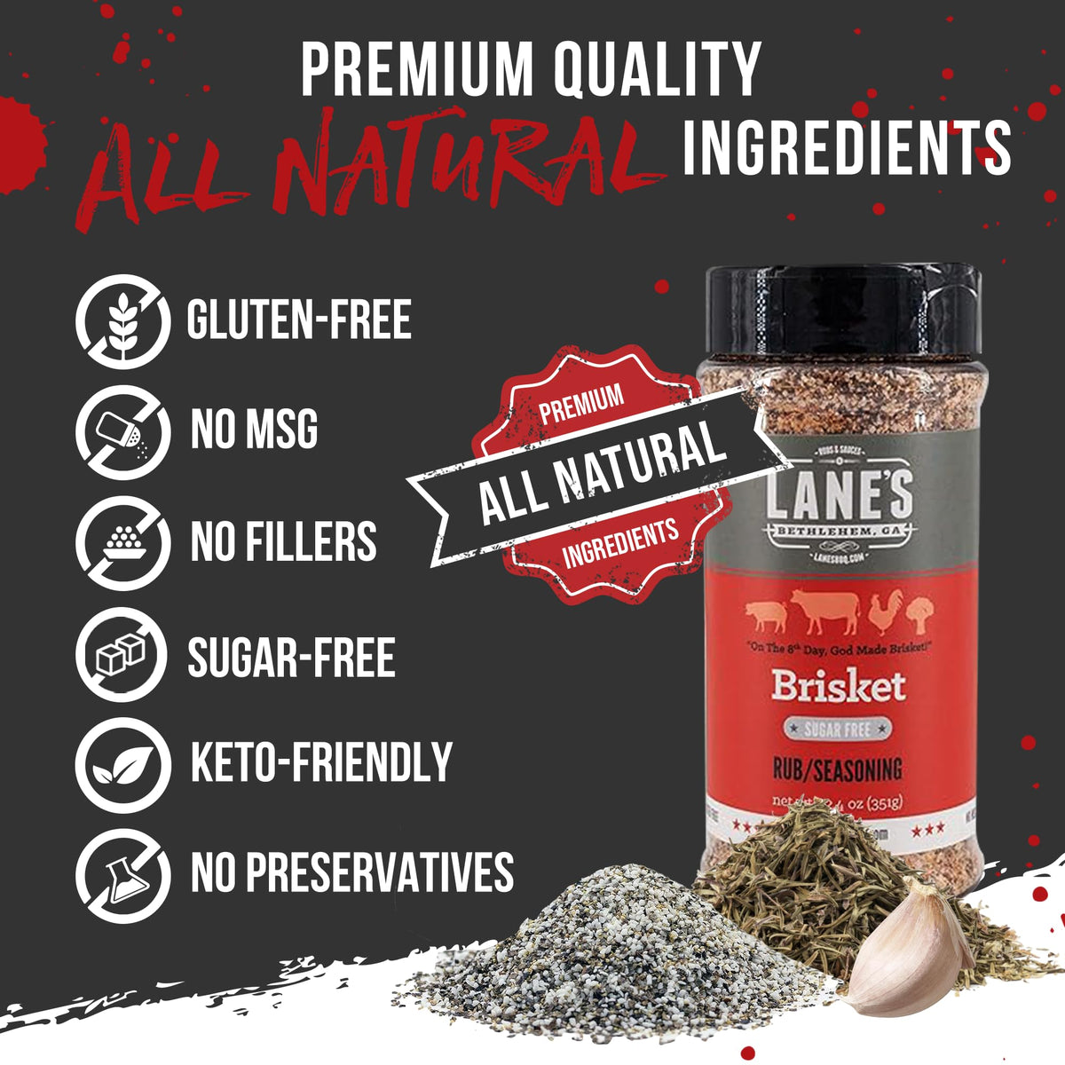 Lane's Brisket Rub on pork ribs delivers rich, balanced BBQ flavor