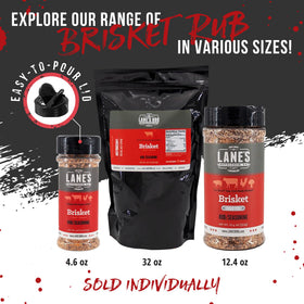 Lane's Brisket Rub side view on grill for even seasoning