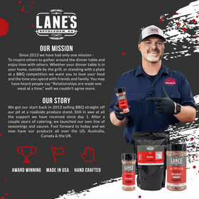 Lane's Brisket Rub USA-made badge highlights local craftsmanship