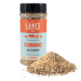 Lane's Cubano seasoning bottle pour enhances burgers with Cuban citrus flavor.