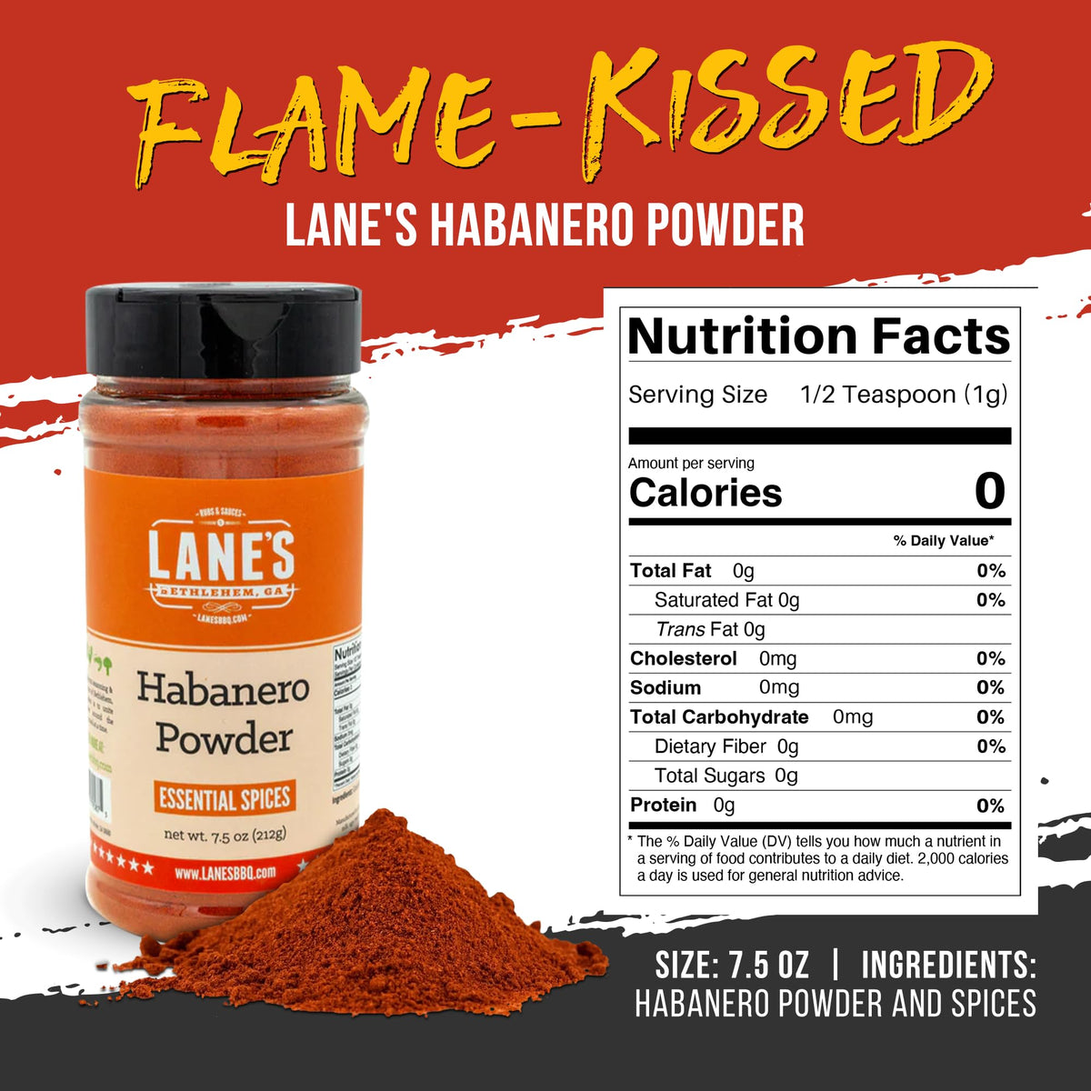 Lane’s Habanero Powder on meat rub adds fiery flavor.